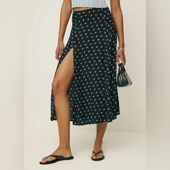 Reformation Zoe Side-Slit Midi Skirt - Picture 2 of 8